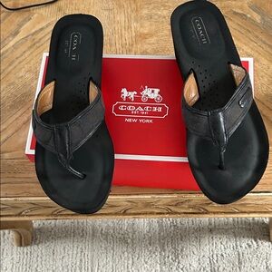 Coach Men's Black Flip-Flops